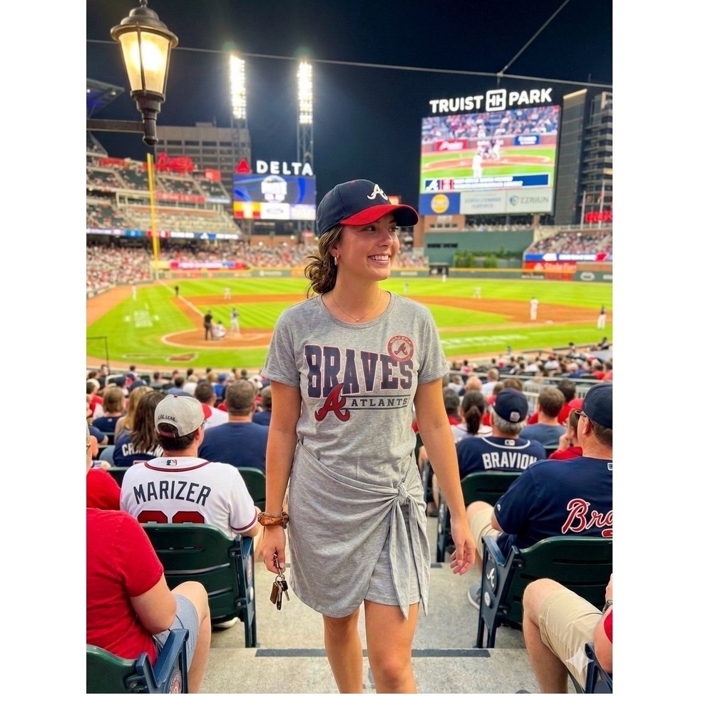 WEAR Erin Andrews MLB Atlanta Braves Knotted T-Shirt Dress XL Gray NWT Gameday
